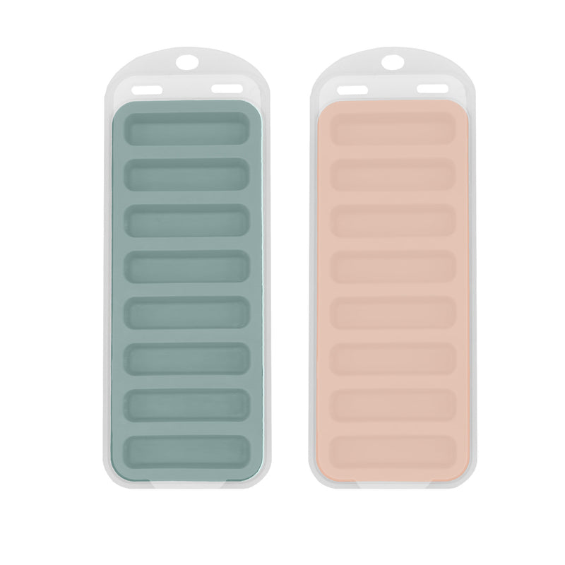 KITCHEN BASICS - Ice Cube Silicone Mold w/Cover 2/ST Nougat, Aqua-Blue