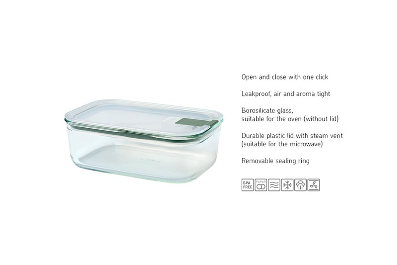 MEPAL - EASYCLIP Rect Glass Box 3/ST Large (2x1000ml/33oz, 2250ml/76oz) N-Sage