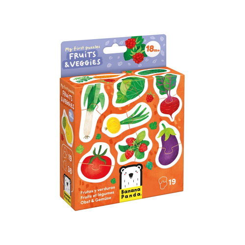 Banana Panda - MY FIRST PUZZLES - 2pc x 19 MINI PUZZLES - FRUITS and VEGGIESa  (15m+ )