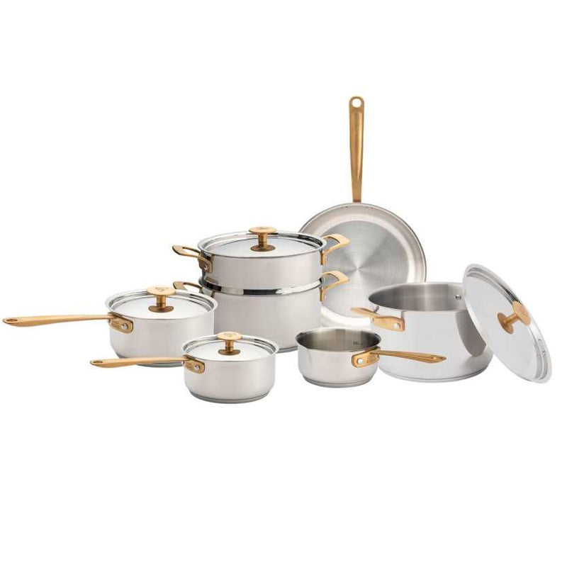 CHUCK HUGHES - Cookware Set 1-Ply11pc w/Gold Matte Handl