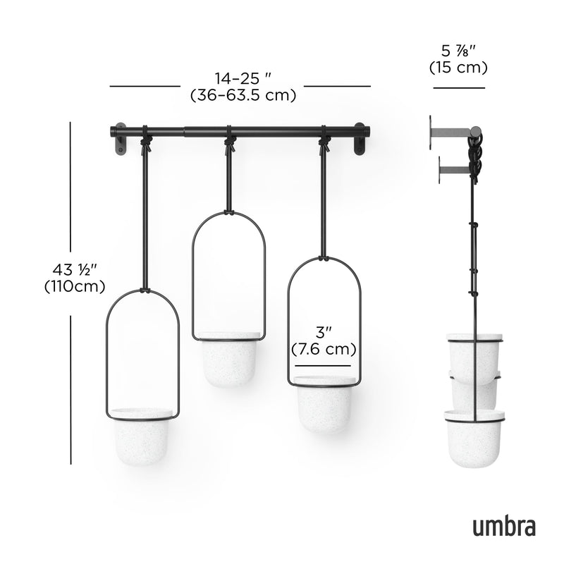 UMBRA - Triflora Hanging Planters, Set of 3 _ White-Black