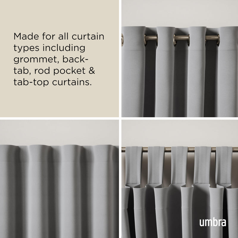 UMBRA - Cappa Double Curtain Rod _ 66-120" (168-305 cm) / Nickel / 1" (2.5 cm)