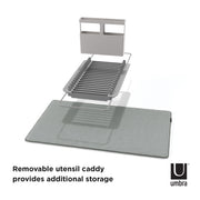 UMBRA - UDry Over the Sink Dish Rack with Mat _ Charcoal