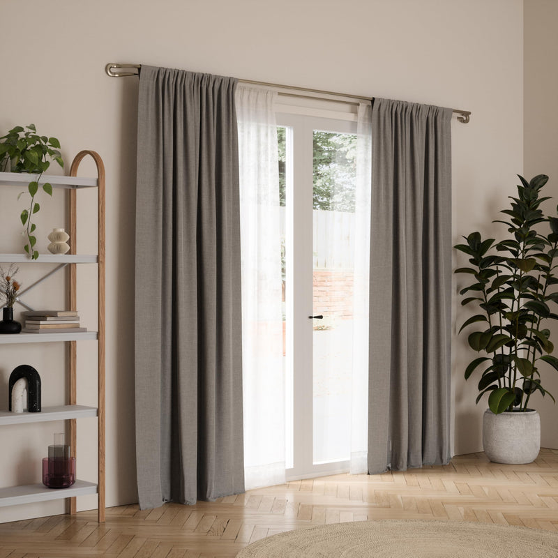 UMBRA - Midnight Blackout Double Curtain Rod _ Eco-Friendly Nickel / 42-120" (107-305 cm) / 3/4" (1.9 cm)
