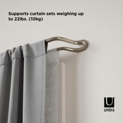 UMBRA - Midnight Blackout Double Curtain Rod _ Eco-Friendly Nickel / 42-120" (107-305 cm) / 3/4" (1.9 cm)