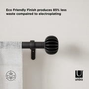 UMBRA - Finn Curtain Rod _ Eco-Friendly Matte-Black / 42-120" (107-305 cm) / 1" (2.5 cm)