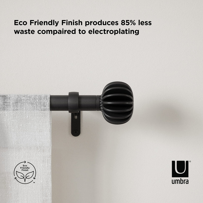 UMBRA - Finn Curtain Rod _ Eco-Friendly Matte-Black / 42-120" (107-305 cm) / 1" (2.5 cm)