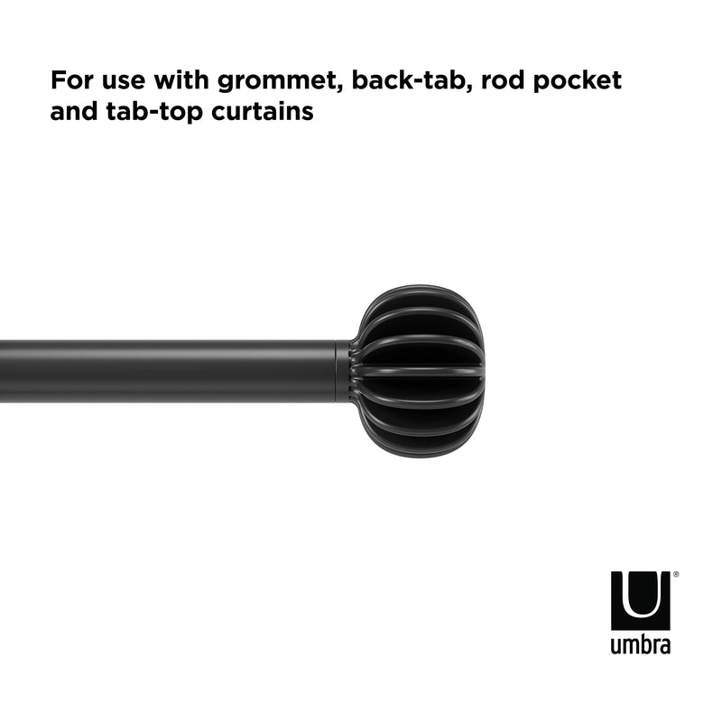 UMBRA - Finn Curtain Rod _ Eco-Friendly Matte-Black / 42-120" (107-305 cm) / 1" (2.5 cm)
