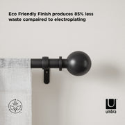 UMBRA - Bolas Curtain Rod _ Eco-Friendly Matte-Black / 36-72" (91-183 cm) / 1" (2.5 cm)
