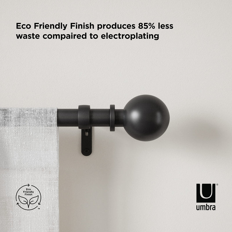 UMBRA - Bolas Curtain Rod _ Eco-Friendly Matte-Black / 36-72" (91-183 cm) / 1" (2.5 cm)