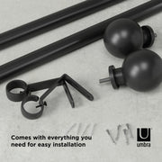 UMBRA - Bolas Curtain Rod _ Eco-Friendly Matte-Black / 36-72" (91-183 cm) / 1" (2.5 cm)