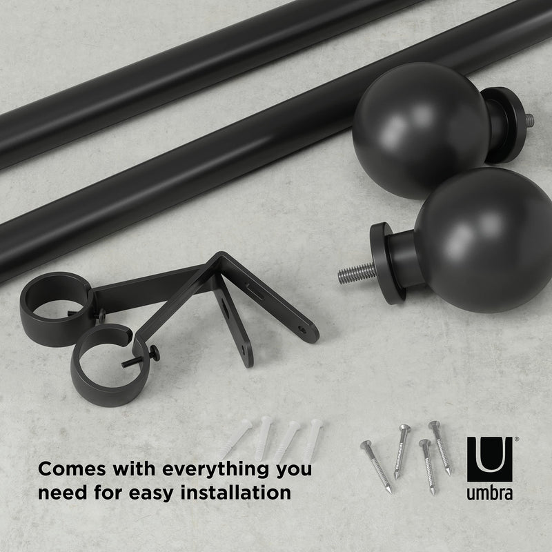 UMBRA - Bolas Curtain Rod _ Eco-Friendly Matte-Black / 36-72" (91-183 cm) / 1" (2.5 cm)
