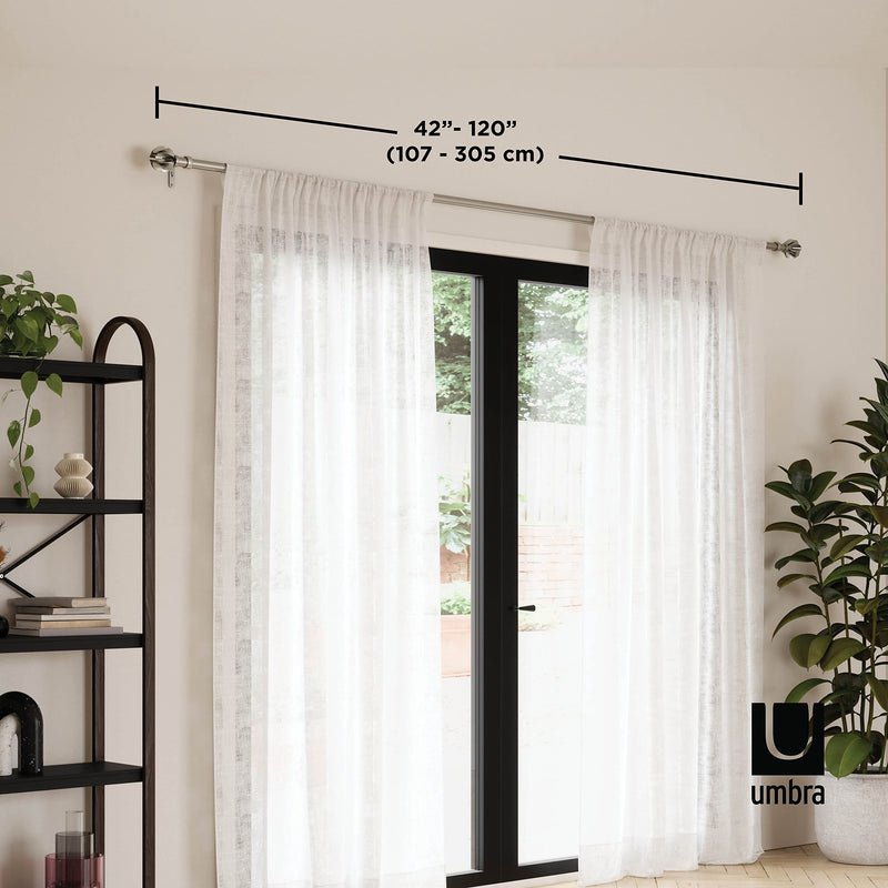 UMBRA - Blossom Curtain Rod _ Eco-Friendly Nickel / 42-120" (107-305 cm) / 1" (2.5 cm)