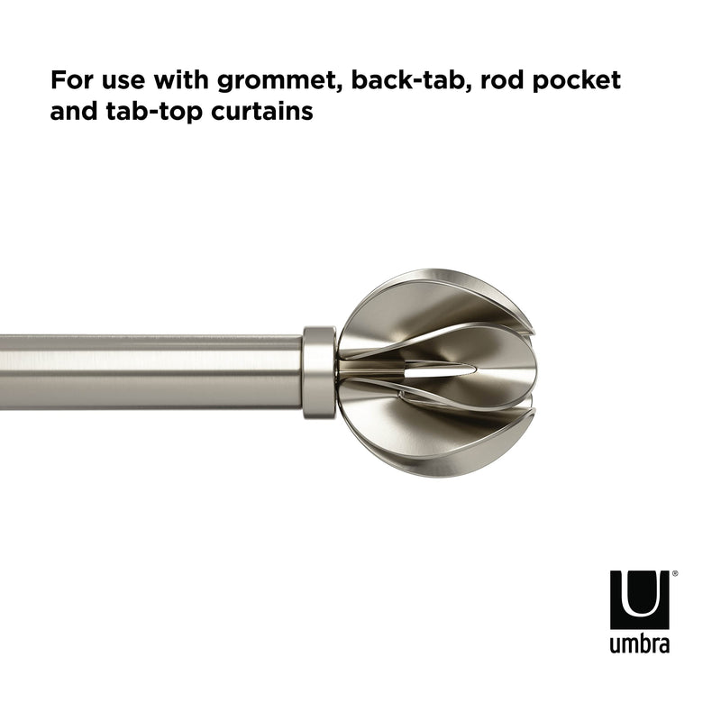 UMBRA - Blossom Curtain Rod _ Eco-Friendly Nickel / 42-120" (107-305 cm) / 1" (2.5 cm)