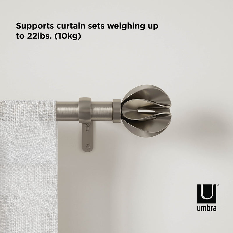 UMBRA - Blossom Curtain Rod _ Eco-Friendly Nickel / 42-120" (107-305 cm) / 1" (2.5 cm)