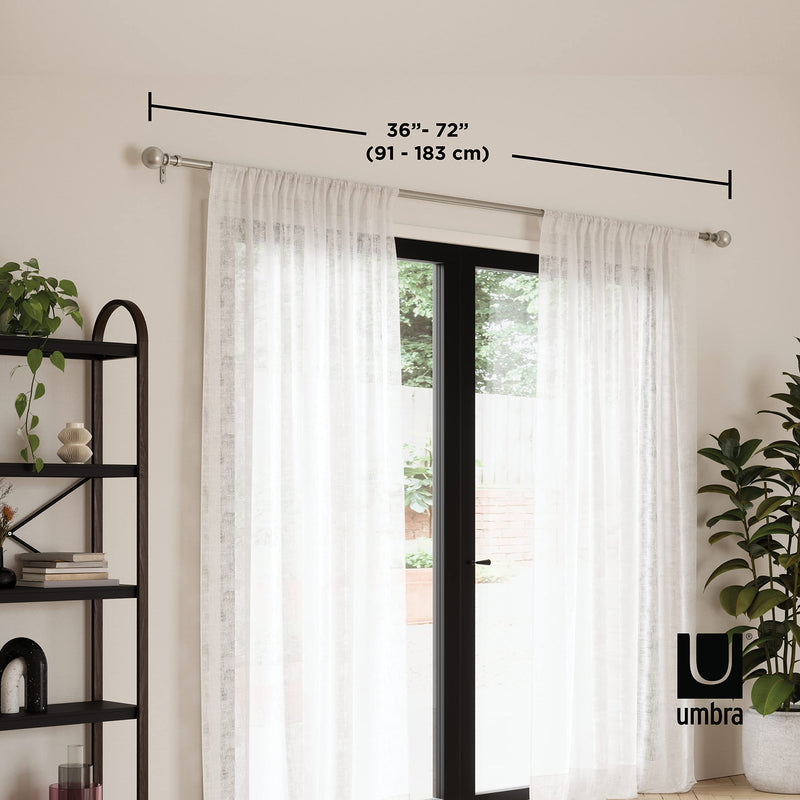 UMBRA - Bolas Curtain Rod _ Eco-Friendly Nickel / 36-72" (91-183 cm) / 1" (2.5 cm)