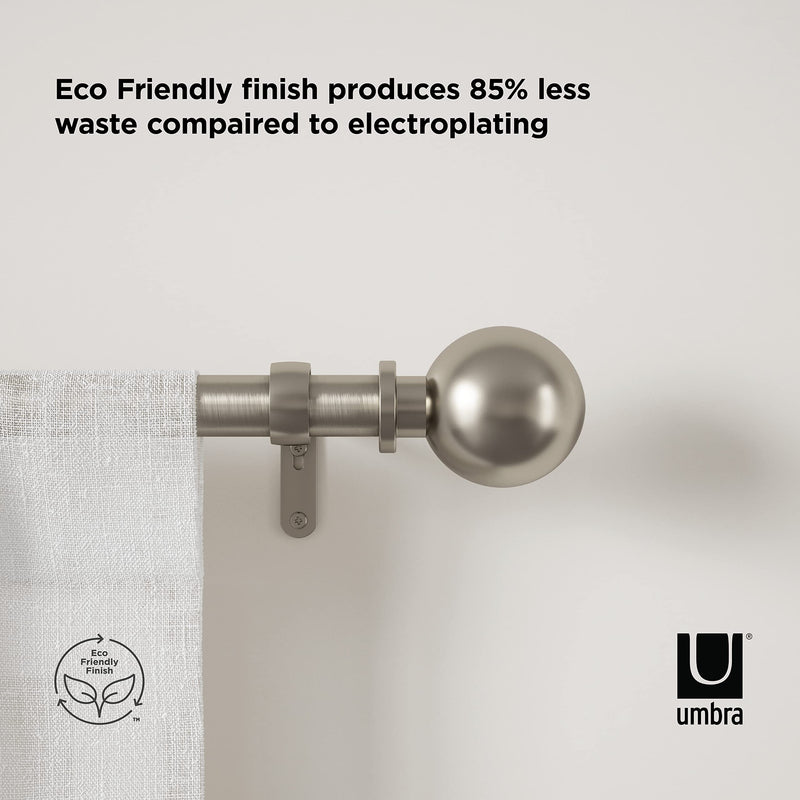 UMBRA - Bolas Curtain Rod _ Eco-Friendly Nickel / 72-144" (183-365 cm) / 1" (2.5 cm)