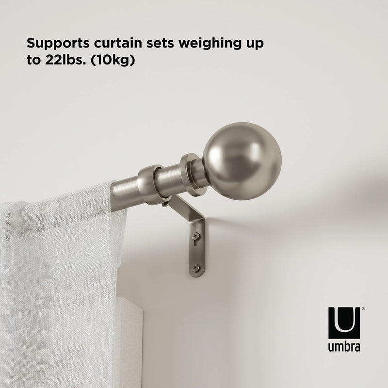 UMBRA - Bolas Curtain Rod _ Eco-Friendly Nickel / 72-144" (183-365 cm) / 1" (2.5 cm)