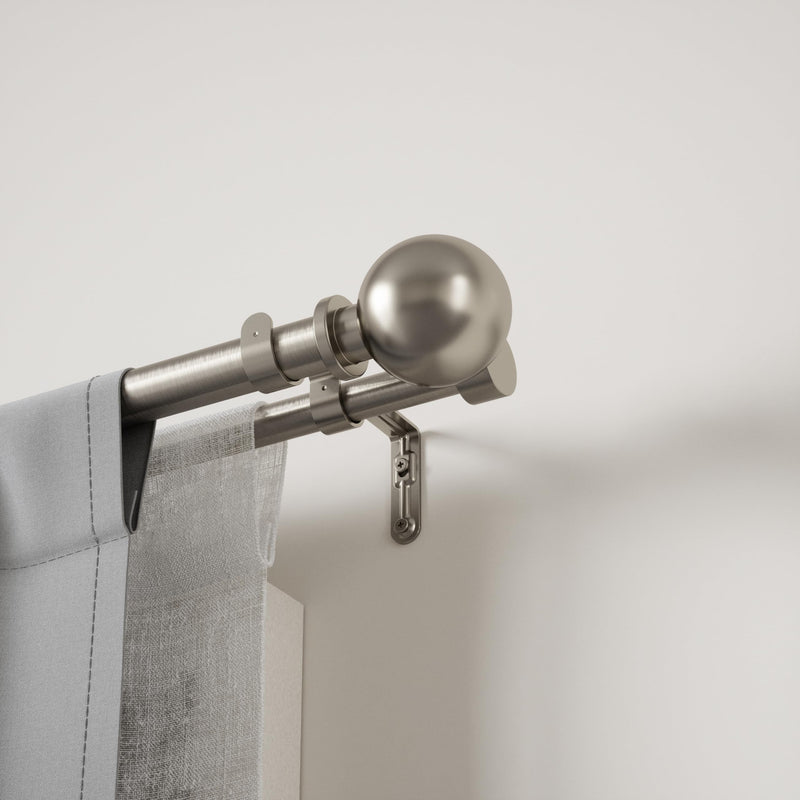 UMBRA - Bolas Double Curtain Rod _ Eco-Friendly Nickel / 72-144" (183-366 cm) / 1" (2.5 cm)