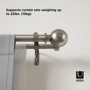 UMBRA - Bolas Double Curtain Rod _ Eco-Friendly Nickel / 72-144" (183-366 cm) / 1" (2.5 cm)