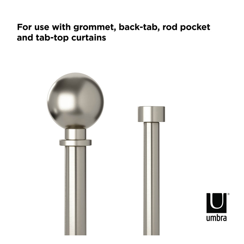 UMBRA - Bolas Double Curtain Rod _ Eco-Friendly Nickel / 72-144" (183-366 cm) / 1" (2.5 cm)