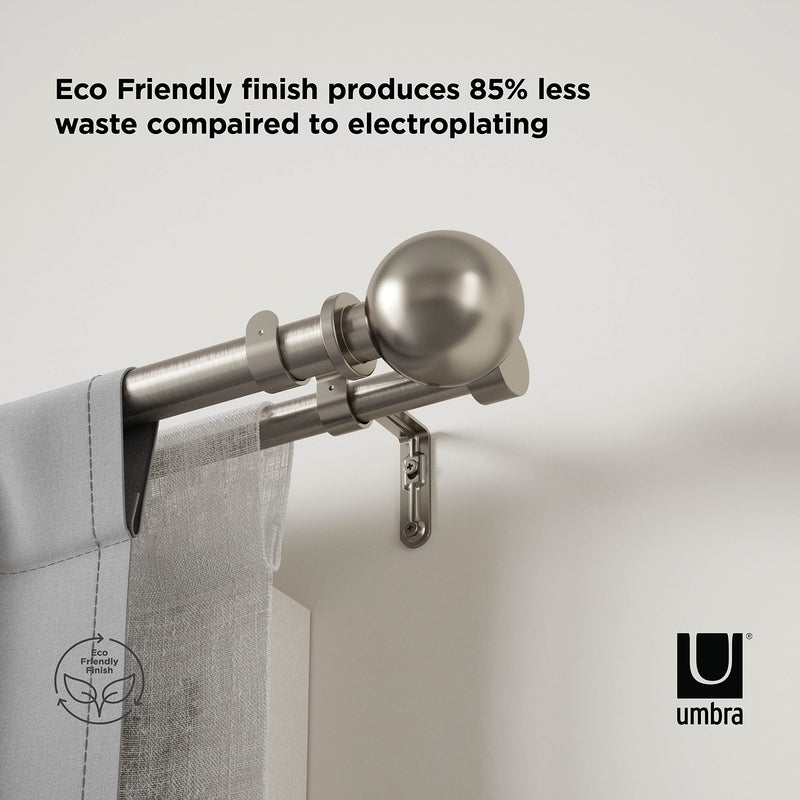 UMBRA - Bolas Double Curtain Rod _ Eco-Friendly Nickel / 72-144" (183-366 cm) / 1" (2.5 cm)