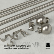 UMBRA - Bolas Double Curtain Rod _ Eco-Friendly Nickel / 72-144" (183-366 cm) / 1" (2.5 cm)