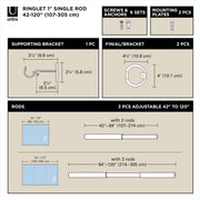 UMBRA - Ringlet Curtain Rod _ Gold / 42-120" (107-305 cm) / 1" (2.5 cm)