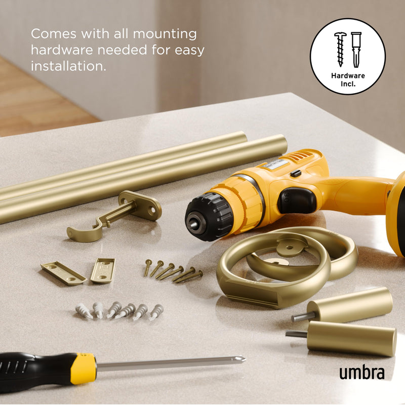 UMBRA - Ringlet Curtain Rod _ Gold / 42-120" (107-305 cm) / 1" (2.5 cm)