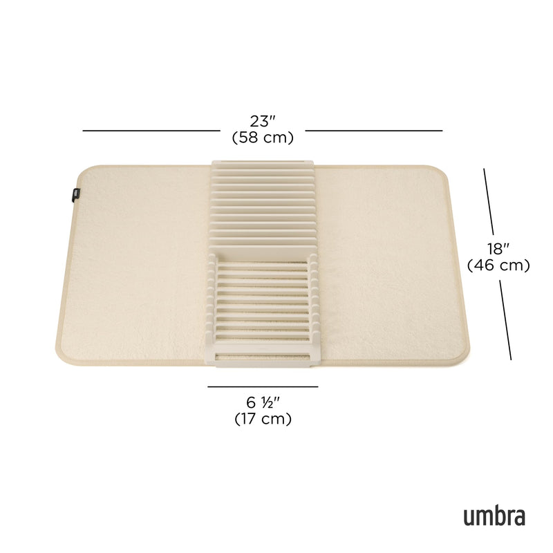 UMBRA - UDry Dish Drying Rack with Mat _ Linen