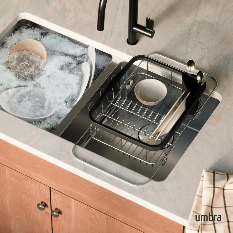 UMBRA - Sinkin Multi Use Dish Rack _ Black-Nickel