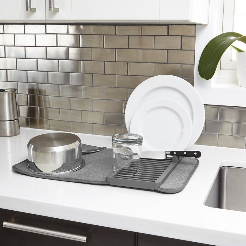 UMBRA - UDry Mini Dish Drying Rack with Mat _ Charcoal