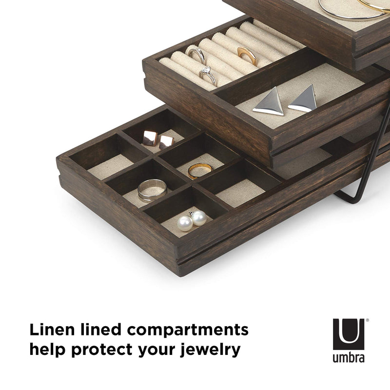 UMBRA - Terrace 3-Tier Jewelry Tray _ Black-Walnut