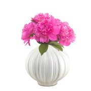 Natural Living - Allium - Round Vase - Cream — round Allium vase with flowers.