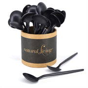 Natural Living - Small Spoons - Matte Black (24-Pack) — 24-black-spoon countertop display.