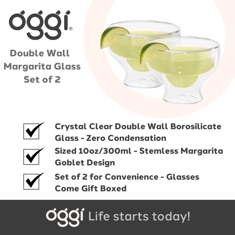 OGGI - Bar™ Double-Walled Margarita Glasses