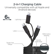 Hypergear - Charging Kit 3-in-1 � 30W Wall Charger + 6ft Cable + Pouch � Black