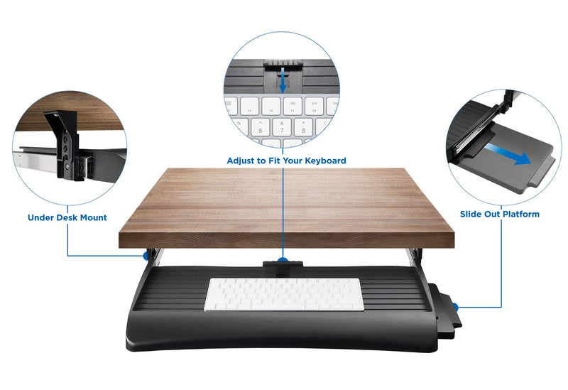 Mount-IT - Under-Desk Keyboard Tray with Gel Wrist Pad � Black