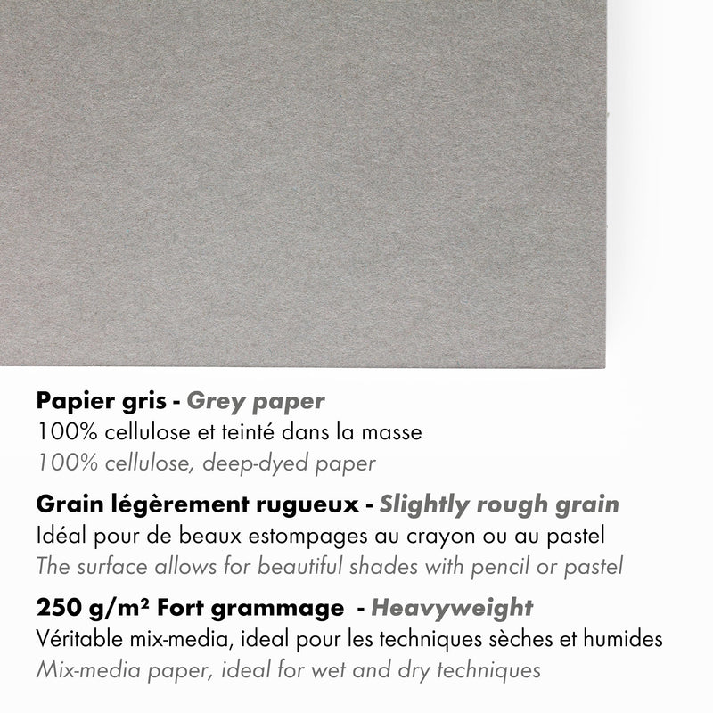 Clairefontaine - Painting on Gray A4 250g  30S 21x29.7cm