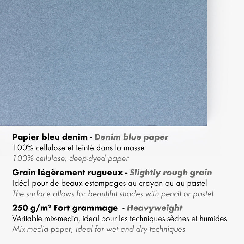 Clairefontaine - Paint'On Drawing pad Jean Blue A3 15S 250g