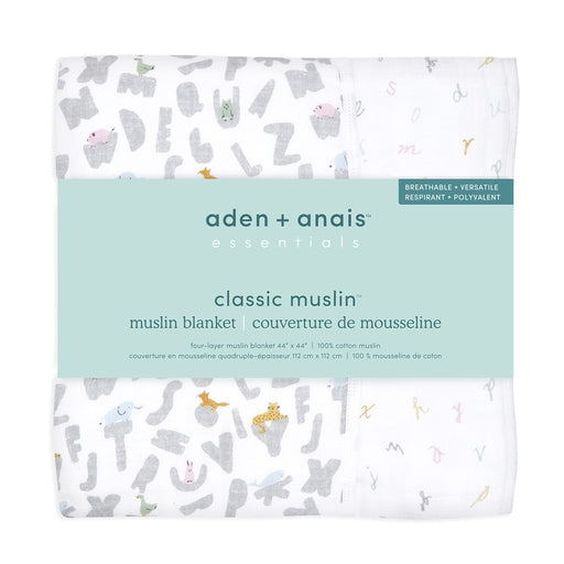 aden + anais - Muslin Blanket | Alphabet Animals - Neutral