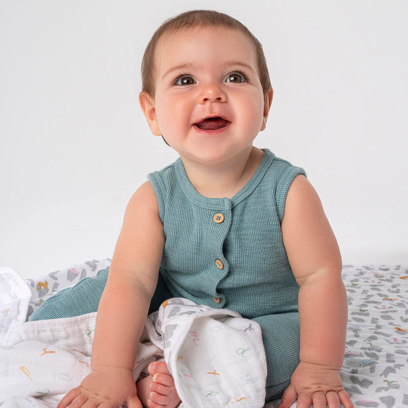aden + anais - Muslin Blanket | Alphabet Animals - Neutral