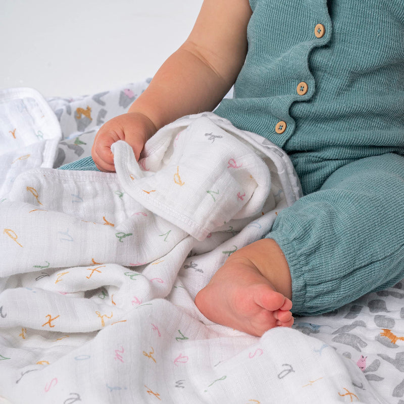aden + anais - Muslin Blanket | Alphabet Animals - Neutral