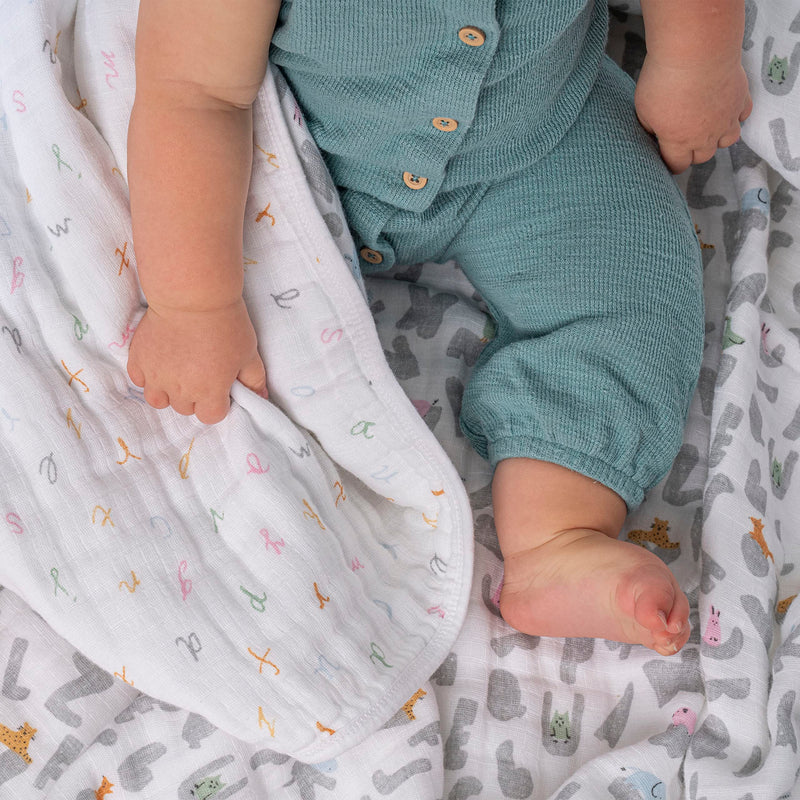 aden + anais - Muslin Blanket | Alphabet Animals - Neutral