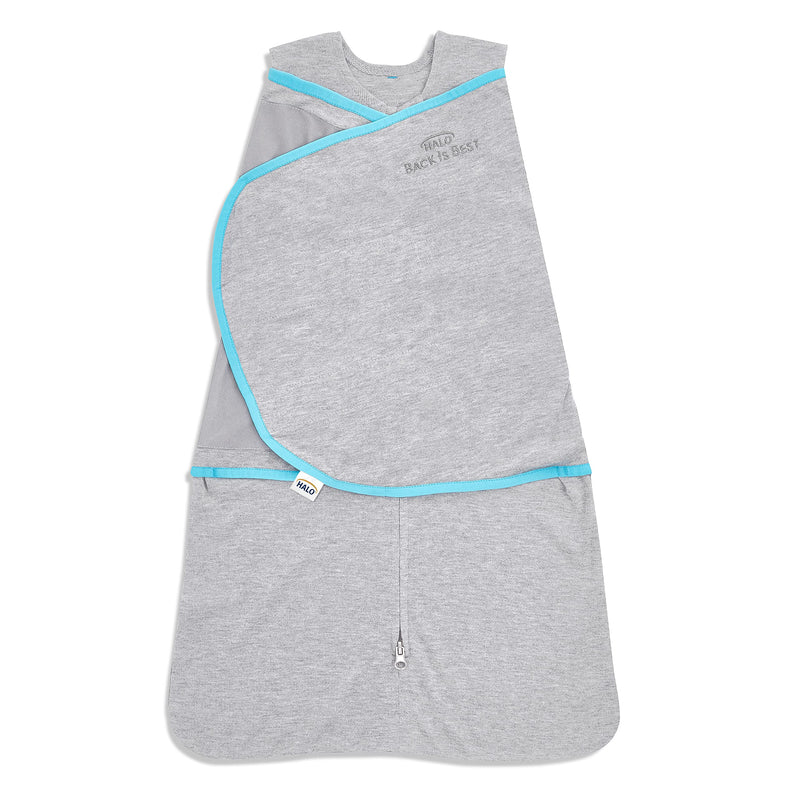 HALO - Sleepsack Swaddle Ideal Temp (1.5 TOG) | Heather Grey/Aqua - Neutral -born