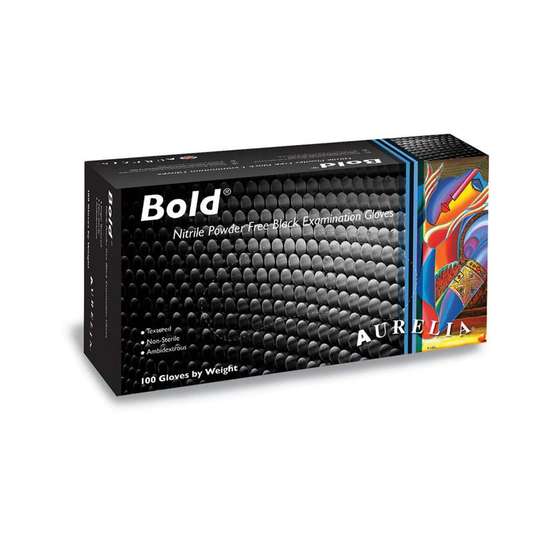 Aurelia - Bold Black Nitrile Extra-Small Gloves 100 Powderfree