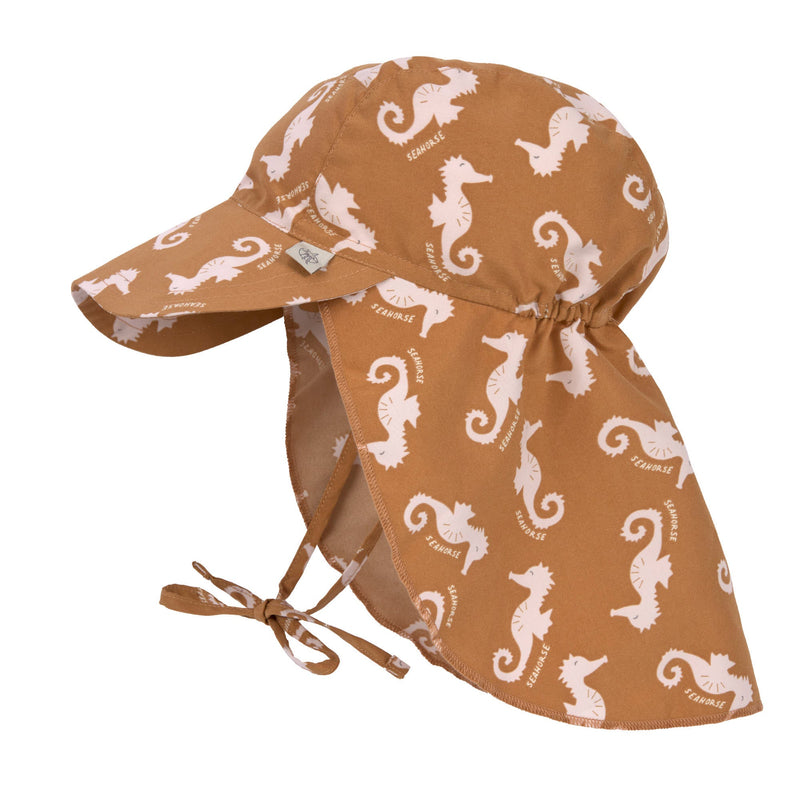 Lassig - Swimwear - Sun Protection Flap Hat - Seahorse Caramel | 3 - 6 months