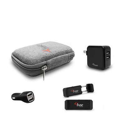 Fuse - Fuse Travel Pack - Travel Pouch + Wall Charger 2 Port USB-A + Fuse Car Vent Clip Smartphone Holder + Car Charger 3.1 Amp 2 Port USB-A Bundle BULK