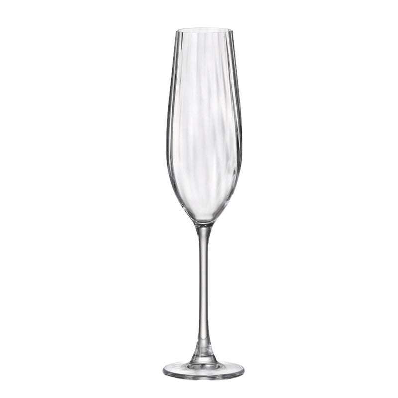 Crystalite Bohemia - Columba Optic Stemmed Flute Glass 260 ml, Set of 6