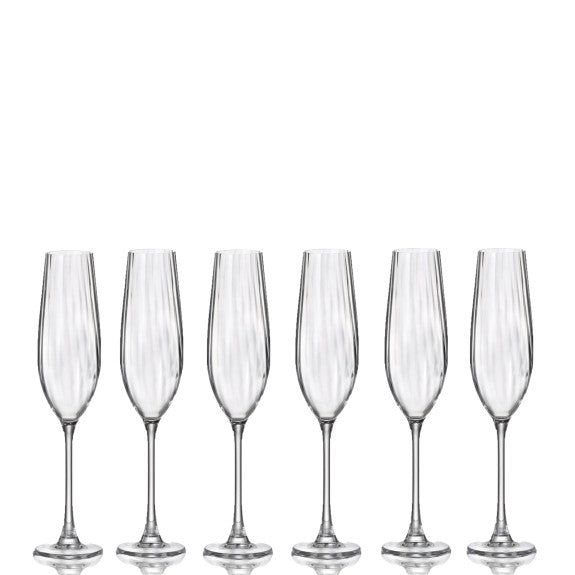 Crystalite Bohemia - Columba Optic Stemmed Flute Glass 260 ml, Set of 6